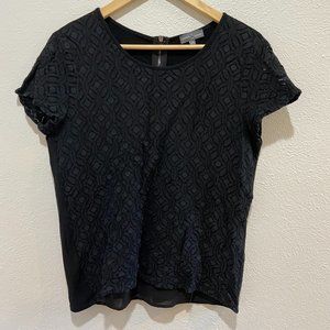 Large Market & Spruce Black Lace Tee